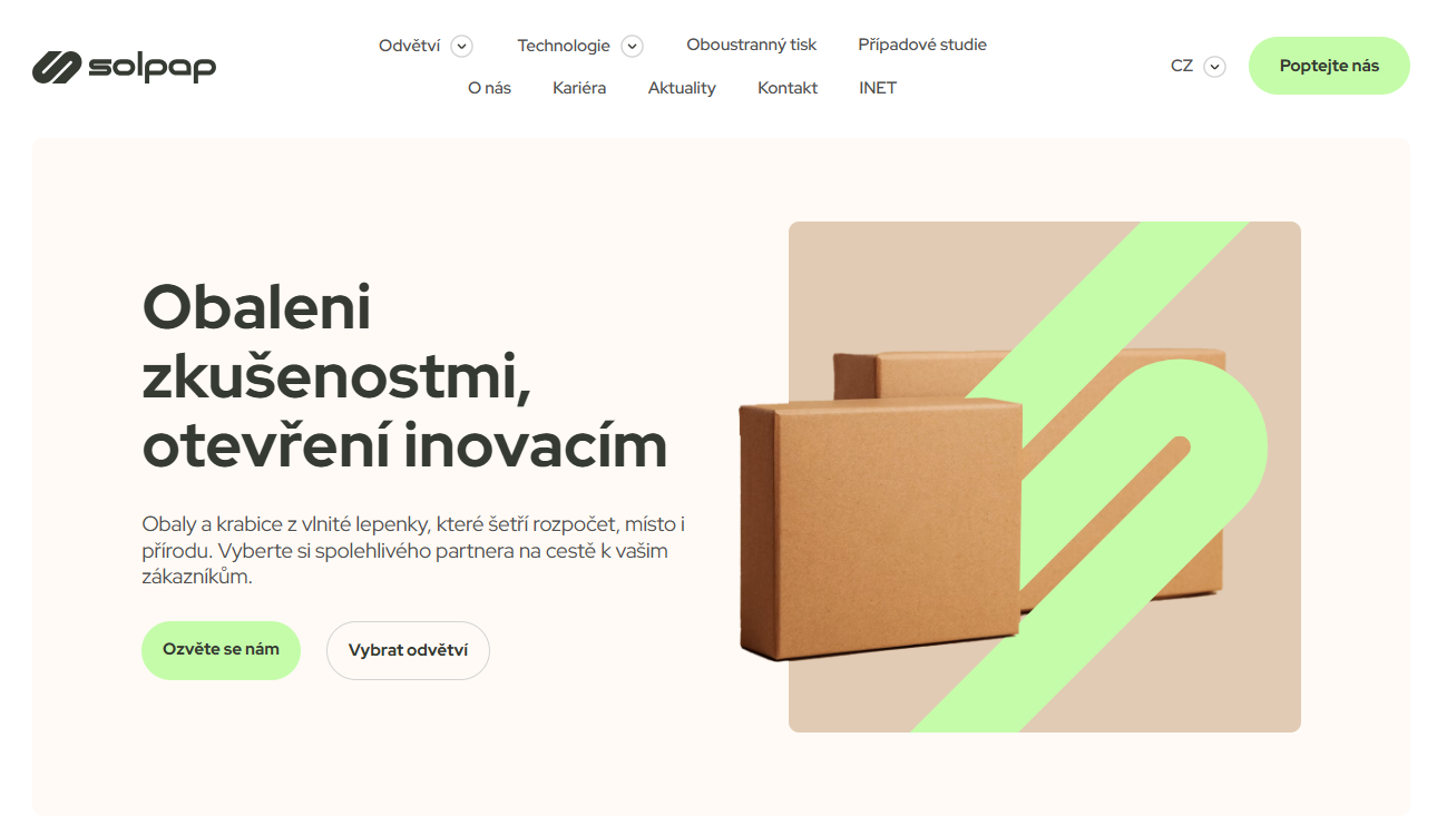 Home page webu solpap.cz