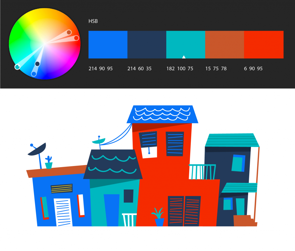 Adobe Color Wheel - skládané barvy