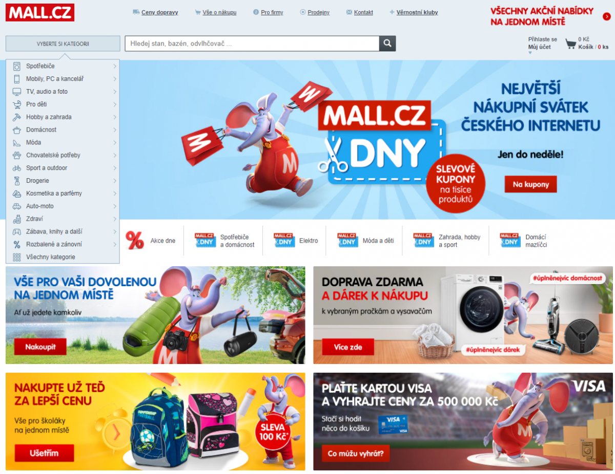 Slider na e-shopu Mall.cz