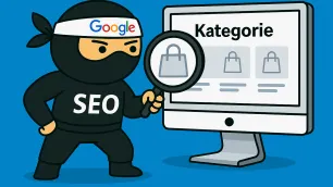 SEO ninja zkoumající kategorie produktů na e-shopu