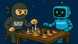SEO ninja hrající šachy s AI