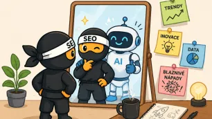 SEO ninja s odrazem, jak ho vidí AI