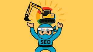 SEO ninja zvedající bagr