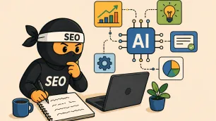 SEO ninja přemýšlející nad AI v SEO
