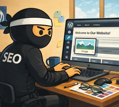 SEO ninja vytvářející web na platformě WordPress