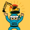SEO ninja zvedající bagr