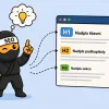 SEO ninja zkoumající strukturu nadpisů za SEO
