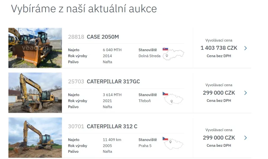 Veacom - výpis z aukce