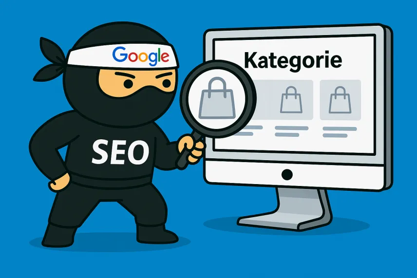 SEO ninja zkoumající kategorie produktů na e-shopu