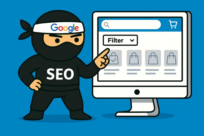 SEO ninja poukazující na možnost filtrace produktů na e-shopu