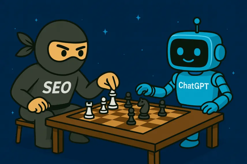 SEO ninja hrající šachy s AI