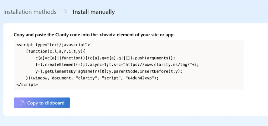 MS Clarity - instalace pomocí kódu