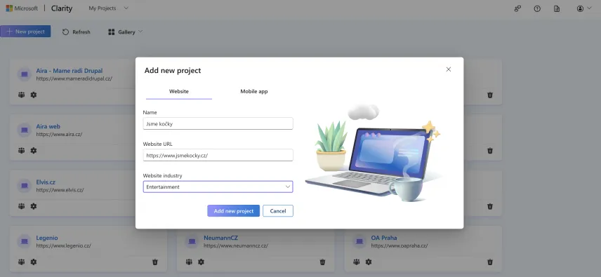 MS Clarity - založení