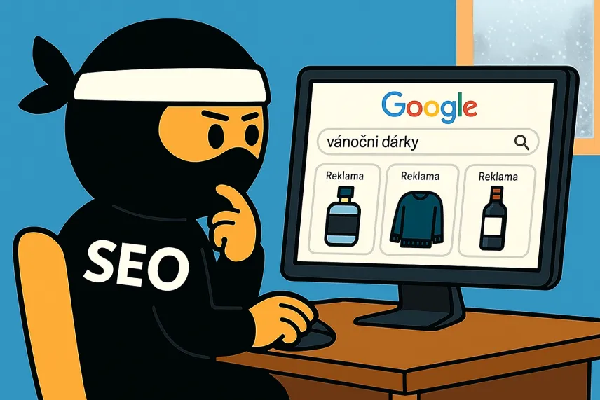 SEO ninja hledající vánoční dárky