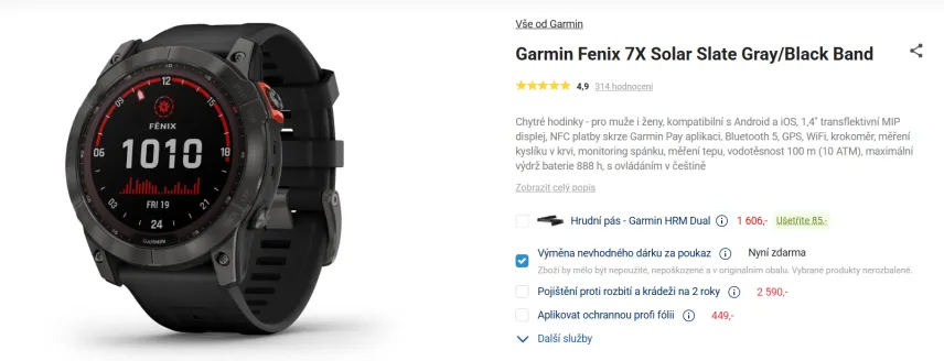 Garmin Fenix 7X Solar Slate Gray/Black Band - popis produktu na Alza.cz