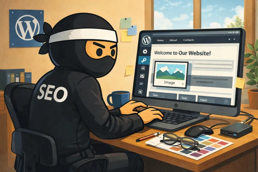 SEO ninja vytvářející web na platformě WordPress