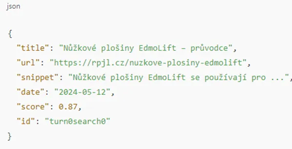 strukturovaný datový objekt - výstup pro GPT