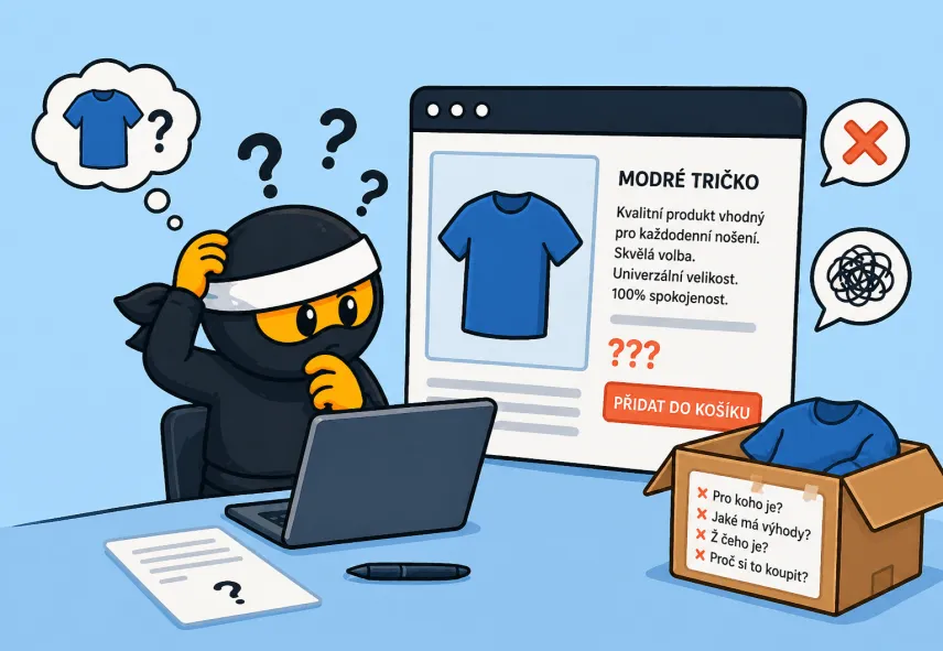 SEO ninja zmatený z produktového popisku na webu