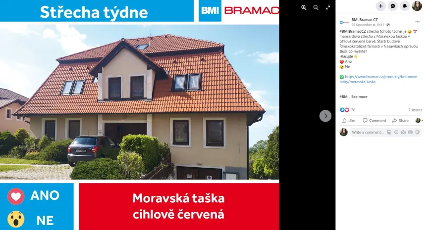 FB příspěvek BRAMAC