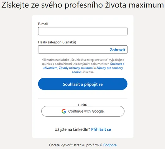 LinkedIn - založení profilu 2