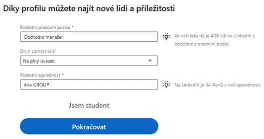 LinkedIn - založení profilu 4